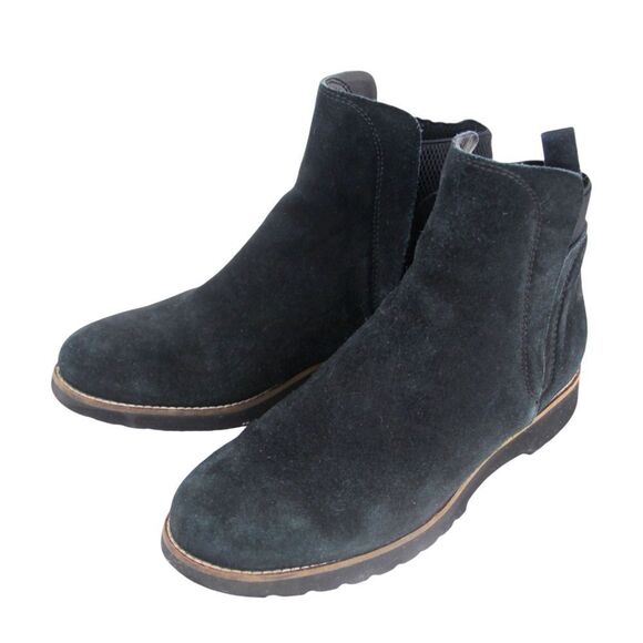 Blondo WATERPROOF BLACK GENUINE LEATHER SUEDE ELASTIC LOW HEEL ANKLE BOOTS Sz 7M - Picture 2 of 9